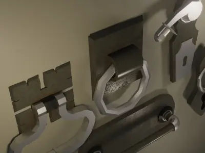 Handles parts of belt buckle Low-poly 3D model