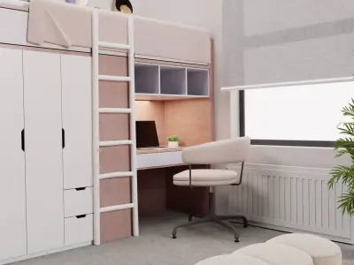 Bedroom interior 3D model 67