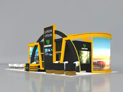 Exhibition Stand Stall 14x7m Height 550 cm 4 Side Open 3D model