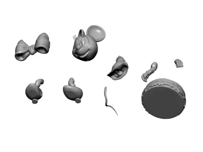 Minnie Mouse Oops for 3d print  assembly model 3D print model