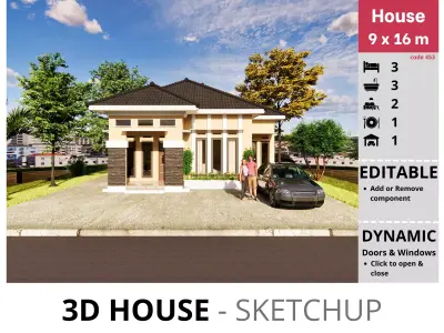 House 9x16m code 453- Sketchup 3D model 3D model 3D model