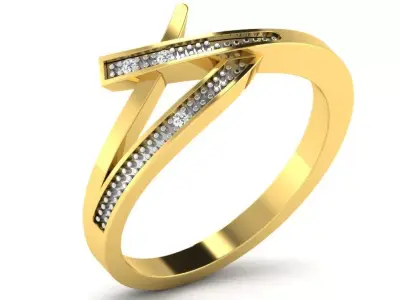 Light Weight Yellow Gold Diamond Ring DR-5742 3D print model