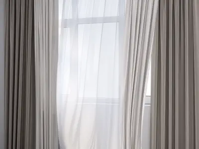 Curtain and tulle in the wind No 1 3D model