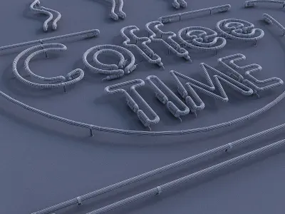 Coffee Time Neon Sign Low-poly 3D model