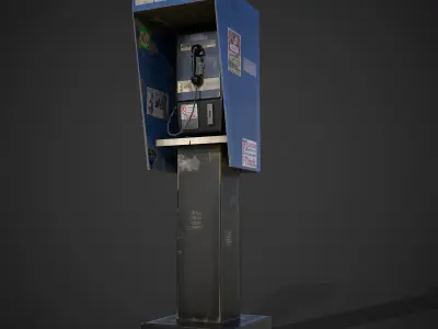 Phonebooth Low-poly 3D model pay phone Low-poly 3D model