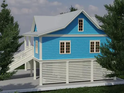 Semi Modern House 1 Low-poly 3D model