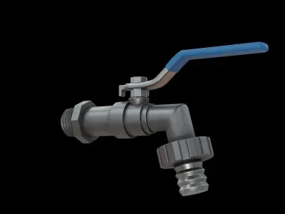 Valve Tap blue Low-poly 3D model