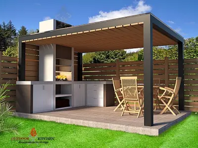 modern house with pool and outdoor kitchen 3dmodel Low-poly 3D model