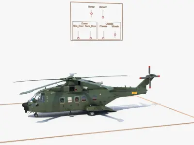 AgustaWestland AW101 Merlin Royal Air Force with Cargo Bag Rigged 