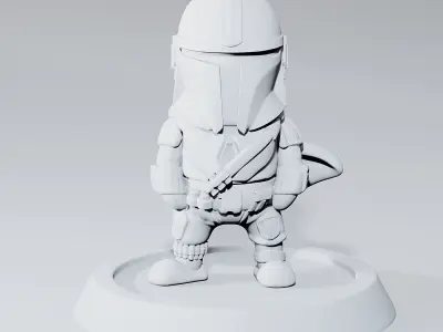 Mandalorian Chibi with base 3d print ready  3D print model