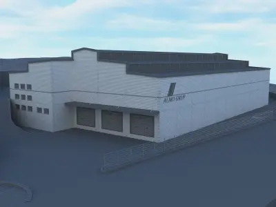 WAREHOUSE 1 industrial building with roof 3D model