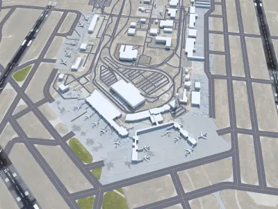 Wichita Airport 10km Low-poly 3D model