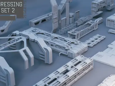 Scifi dressing kitbash set 2 Low-poly 3D model