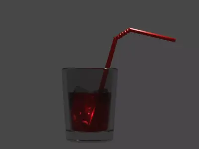 Red Drink in Glass Cup Low-poly 3D model