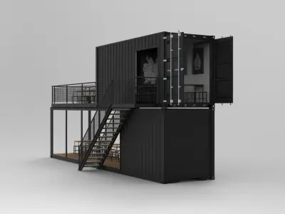 40ft Shipping Restaurant Design 3D model