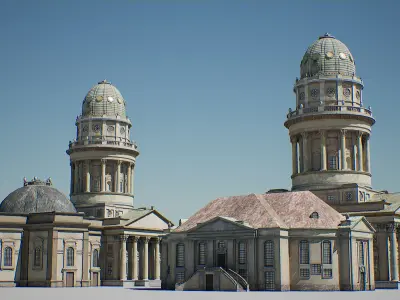 Gendarmenmarkt Berlin  French Cathedral Low-poly 3D model