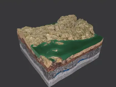 mountain structure Low-poly 3D model