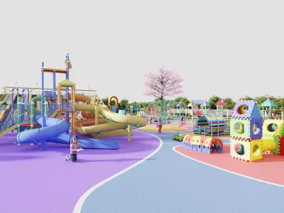 Amusement park Low-poly 3D model