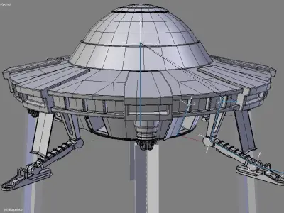 Animated UFO Low-poly 3D model