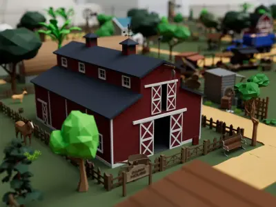 Farm House and Animals Mega Pack for Game Ready Low-poly 3D model