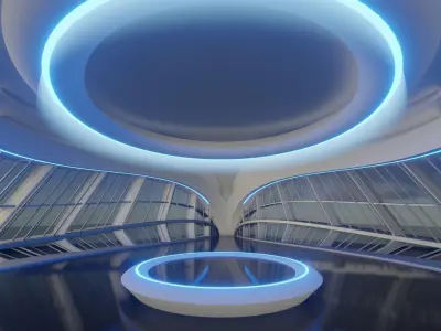 Sci Fi Exhibition Hall Interior with real world scale 3 3D model