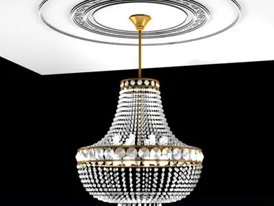 Chandelier with crystals hanging from it 3D model 2