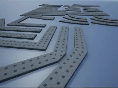 Lowpoly Modular PBR Pavements 3 Low-poly 3D model