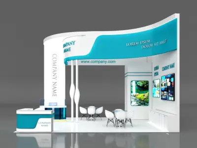 Booth Exhibition Stand Stall 7x6m Height 500 cm 3 Side Open 3D model