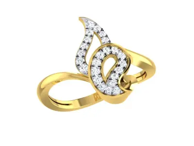 Light Weight Yellow Gold Diamond Ring  -EZ R-164 3D print model