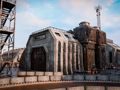 INDUSTRIAL SCIFI BUILDING 01 Low-poly 3D model