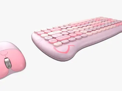 Wireless Keyboard Mouse Set Pinky Tones Version 3D model