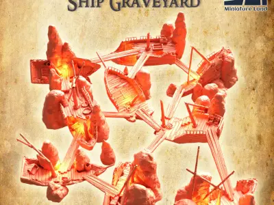 Modular Ship Graveyard Tabletop Terrain 28 MM 3D print model