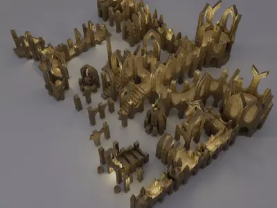 Elven Ruins Tabletop Terrain 28 MM 3D print model