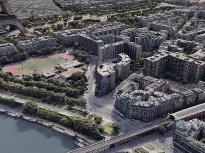 Paris City Eiffel Tower Realistic 3D model