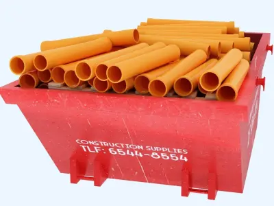 Industrial Container with PVC Pipes 3D model