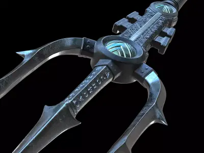 Poseidon s Trident  Low-poly 3D model