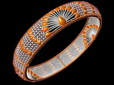 1436 Sunburst Lattice Gold Bangle 58MM-16gm 3D print model