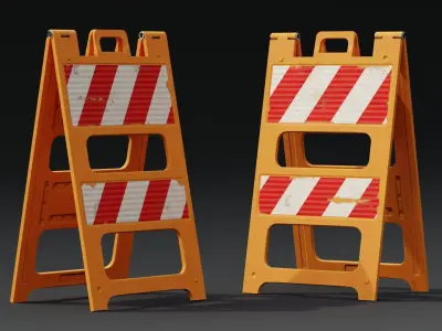Plastic Barricade B  PBR Game-Ready Low-poly 3D model