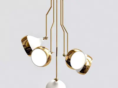 Hanna gold and pendant light 3D model