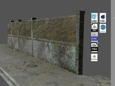 MODULAR WALLS - SIDEWALKS  FOR 3D COMPOSITIONS Low-poly 3D model Low-poly 3D model