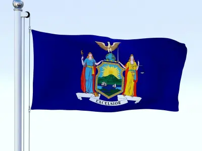 Animated New York Flag Low-poly 3D model