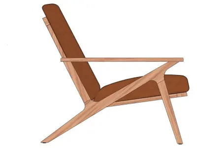 Cavett Ash Wood Leather Chair 3D model