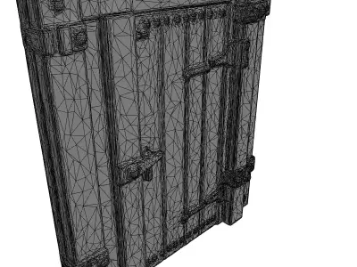 Rustic Wooden Garden Gate with Hardware Low-poly 3D model