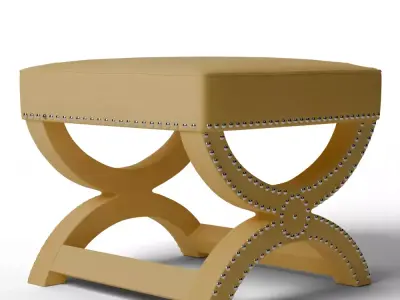 Contemporary Drum Mystic Ottoman in Sunshine Arlo Home Chenille Low-poly 3D model