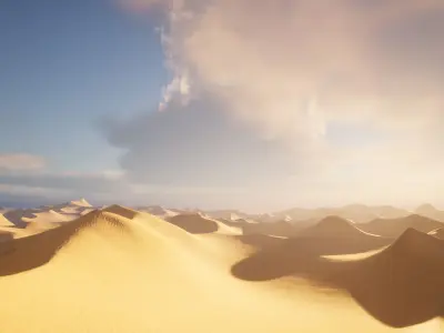 Desert sand landscape terrain Low-poly 3D model