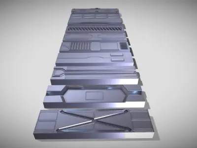 Low-Poly Sci-fi Column Pack Low-poly 3D model