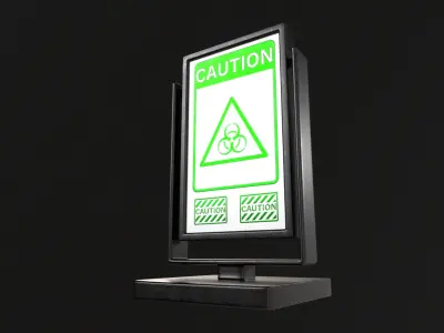 Promotional Stand with Caution and Biohazard Sign - PBR Textures 3D model