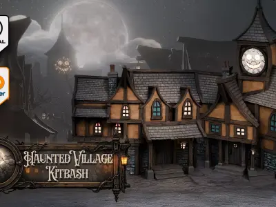 3DT Haunted Village Modular Asset Pack Low-poly 3D model