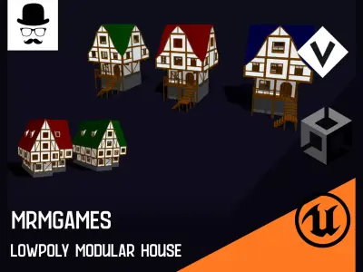 Modular Houses Pack - Low Poly Voxel Medieval Buildings Low-poly 3D model