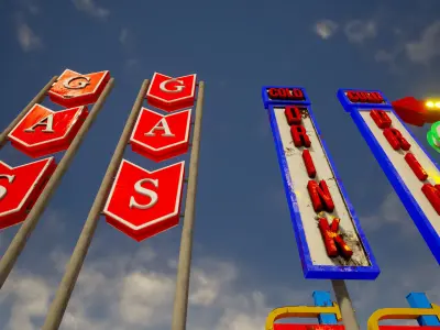 Retro Billboards-Signs Pack Low-poly 3D model